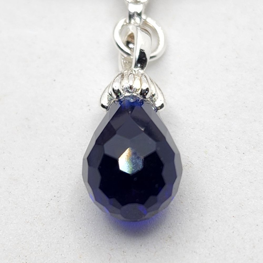 5/$21 💙 SILVER BLUE CRYSTAL DANGLE CLIP CHARM FOR BRACELETS AND NECKLACE